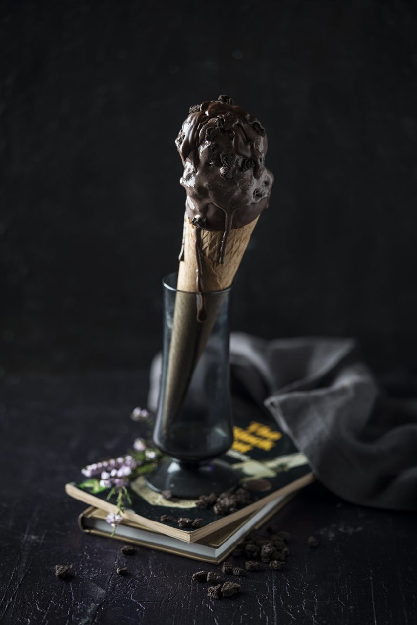 Chocolate ice cream food styling by Butter & Basil