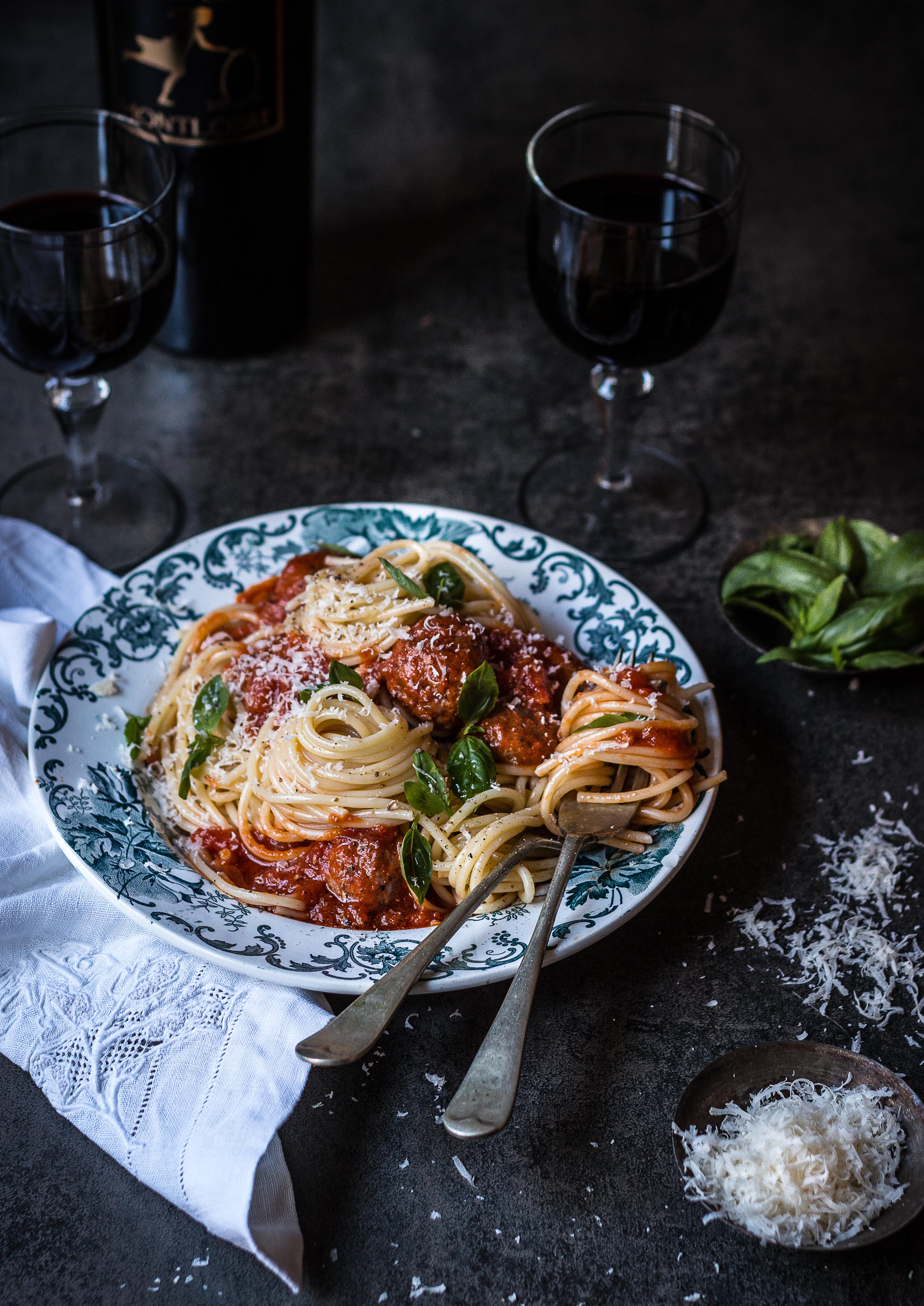 Pasta meatballs food styling by Butter & Basil